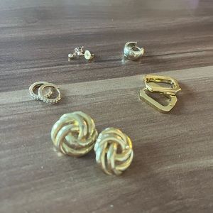 Assorted gold earrings